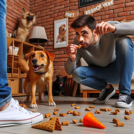 dog treats on the floor